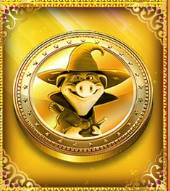 สัญลักษณ์ เหรียญทองพ่อมดหมู เกม The Pig Wizard Megaways